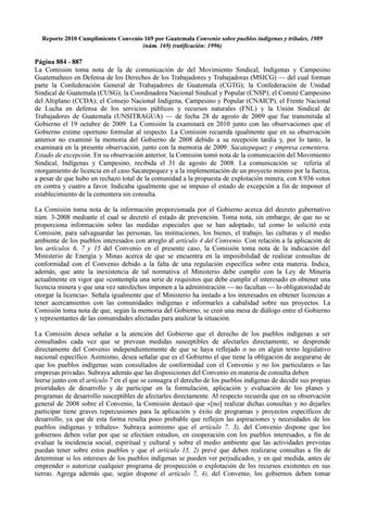 Reporte 2010 Cumplimiento Convenio 169 por Guatemala Convenio sobre pueblos i...
