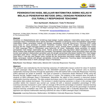 Enhancing Fifth Grade Math Learning Outcomes Using Culturally ...