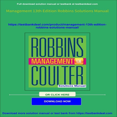 [FREE PDF sample] Management 13th Edition Robbins Solutions Manual ebooks