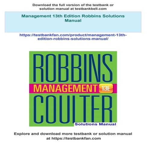 Management 13th Edition Robbins Solutions Manual download pdf