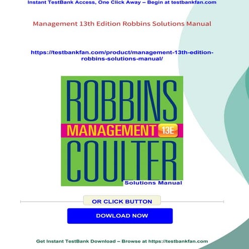 Management 13th Edition Robbins Solutions Manual