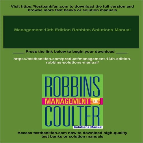 Management 13th Edition Robbins Solutions Manual