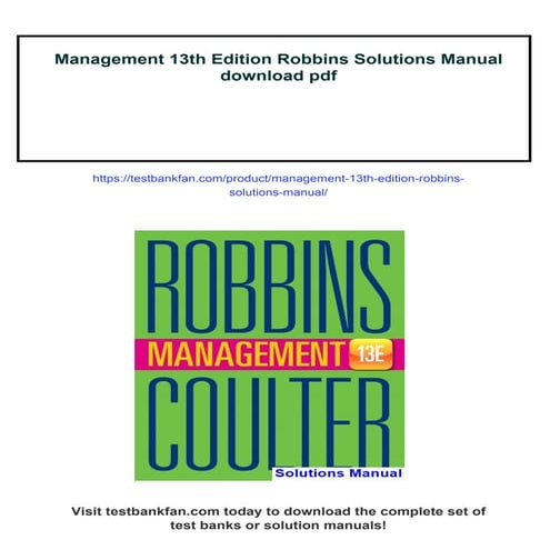 Management 13th Edition Robbins Solutions Manual