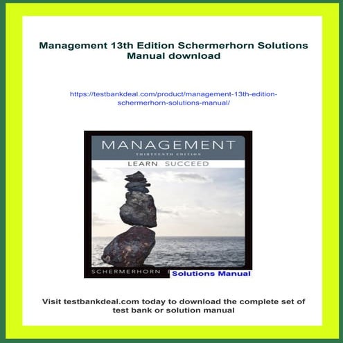 Management 13th Edition Schermerhorn Solutions Manual | PDF