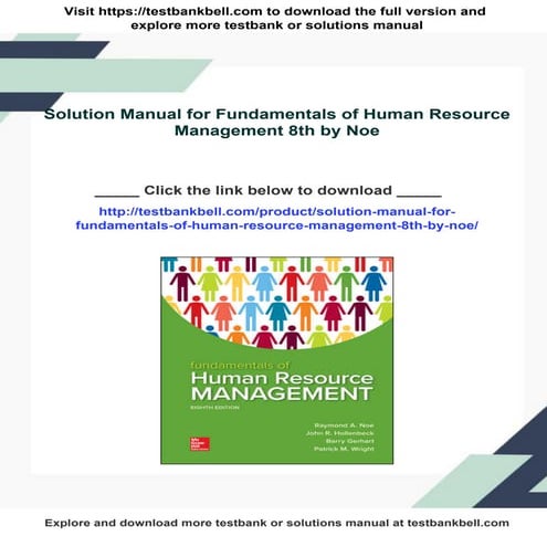Solution Manual for Fundamentals of Human Resource Management 8th by Noe