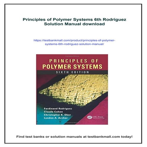 Principles of Polymer Systems 6th Rodriguez Solution Manual