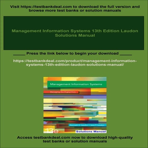 Management Information Systems 13th Edition Laudon Solutions Manual