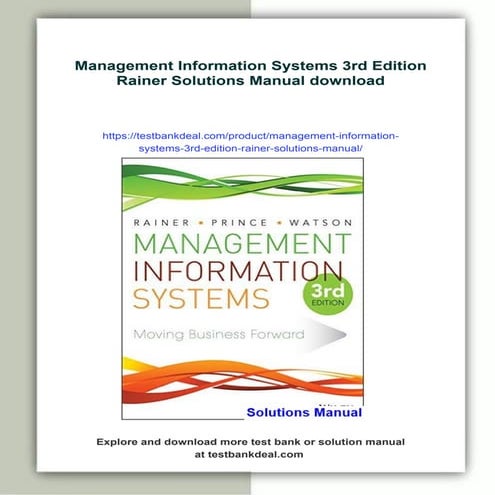 Management Information Systems 3rd Edition Rainer Solutions Manual