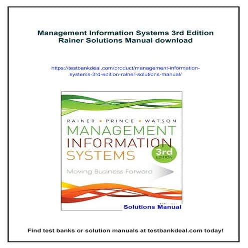 Management Information Systems 3rd Edition Rainer Solutions Manual
