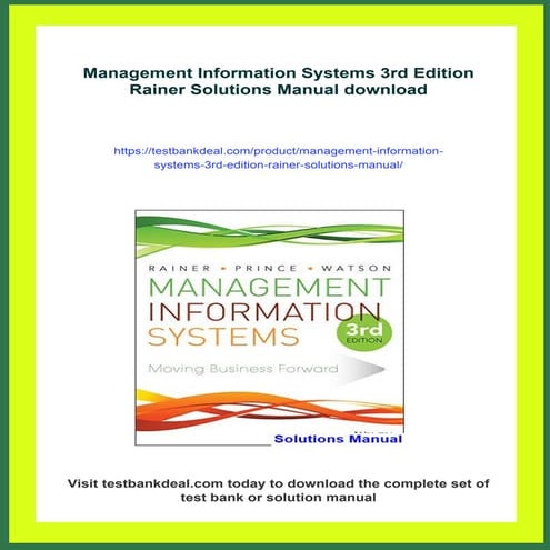 Management Information Systems 3rd Edition Rainer Solutions Manual