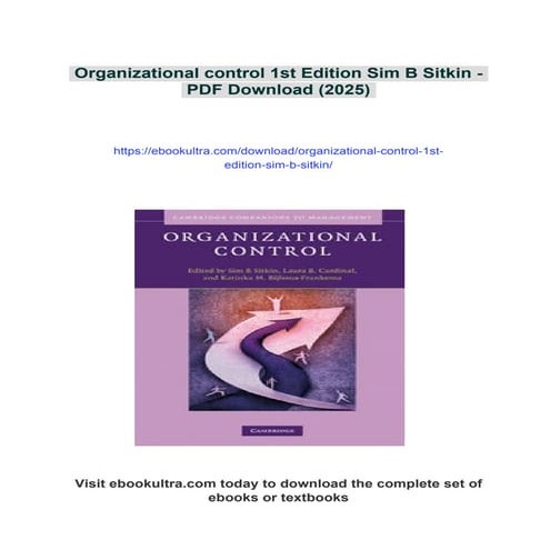 Organizational control 1st Edition Sim B Sitkin | PDF