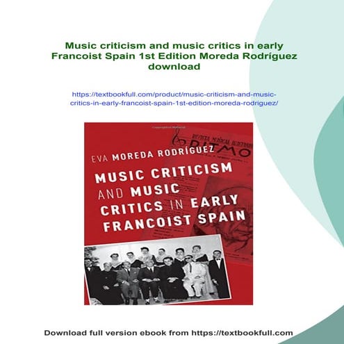 Music criticism and music critics in early Francoist Spain 1st Edition ...