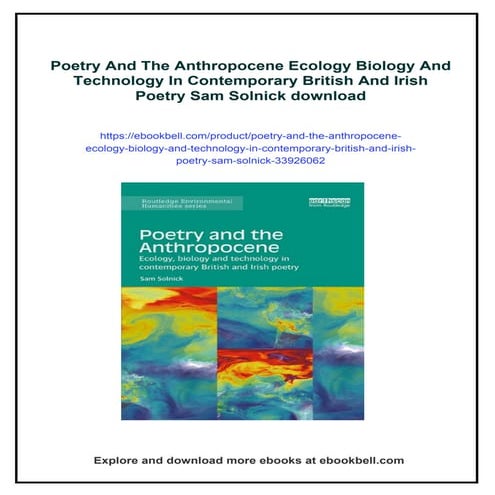 Poetry And The Anthropocene Ecology Biology And Technology In ...