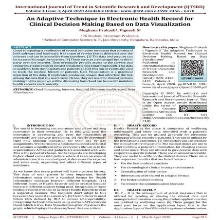 An Adaptive Technique in Electronic Health Record for Clinical Decision Makin...