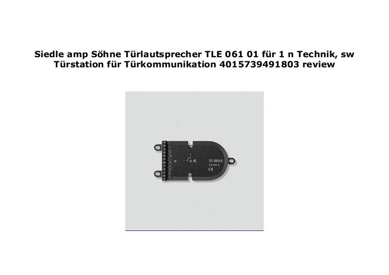 Siedle amp S hne T rlautsprecher TLE 061 01 f r 1 n Technik, sw T rst…