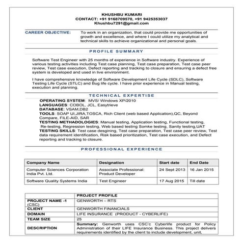 Khushbu Testing Resume