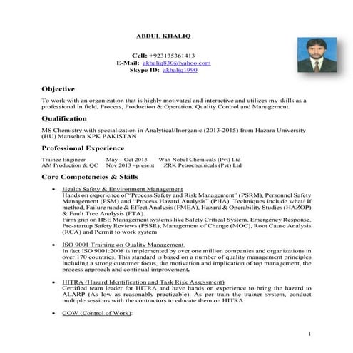Abdul Khaliq CV
