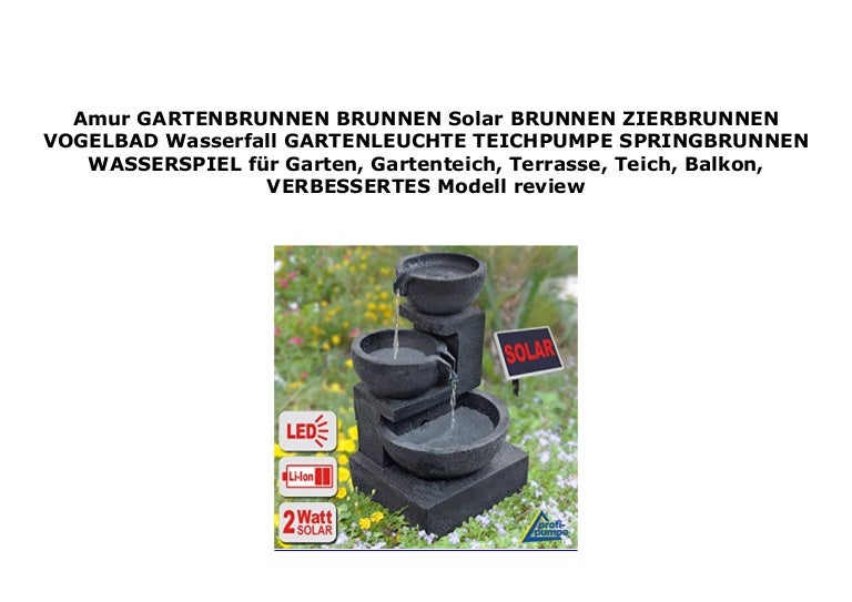 Amur Gartenbrunnen Brunnen Solar Brunnen Zierbrunnen Vogelbad Wasserf