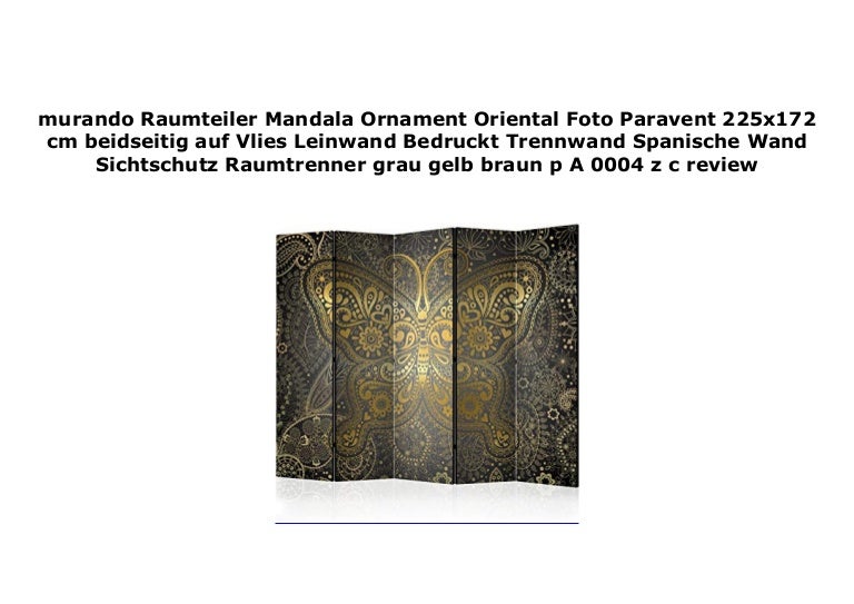 Murando Raumteiler Mandala Ornament Oriental Foto Paravent 225x172 Cm