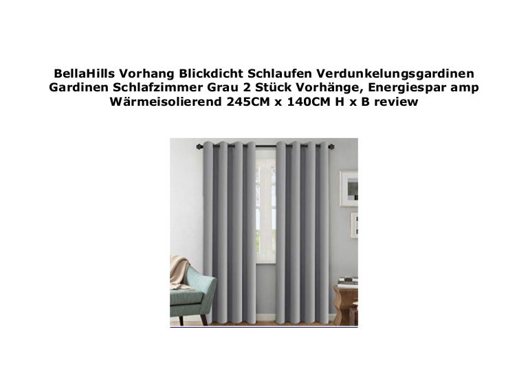 Bellahills Vorhang Blickdicht Schlaufen Verdunkelungsgardinen Gardine