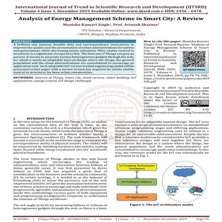 Analysis of Energy Management Scheme in Smart City: A Review | PDF