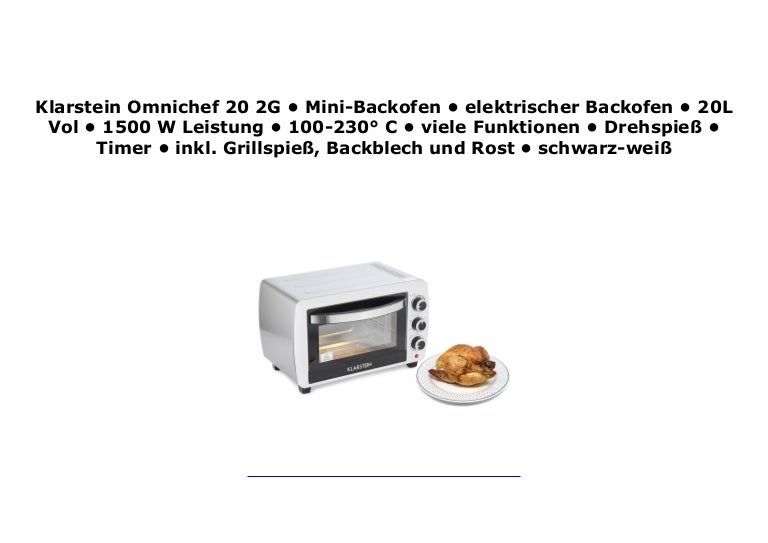 Klarstein Omnichef 20 2g Mini Backofen Elektrischer Backofen 20