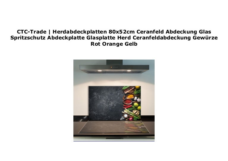 Ceranfeldabdeckung 80x52 cm Gewürze Gelb Herdabdeckplatten Spritzschutz Glas