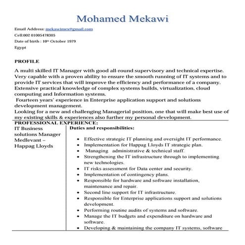 Mohamd Mekawi CV