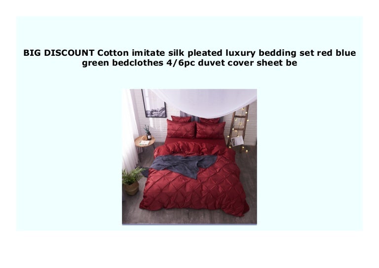 Big Cotton Imitate Silk Pleated Luxury Bedding Set Red Blue Gre