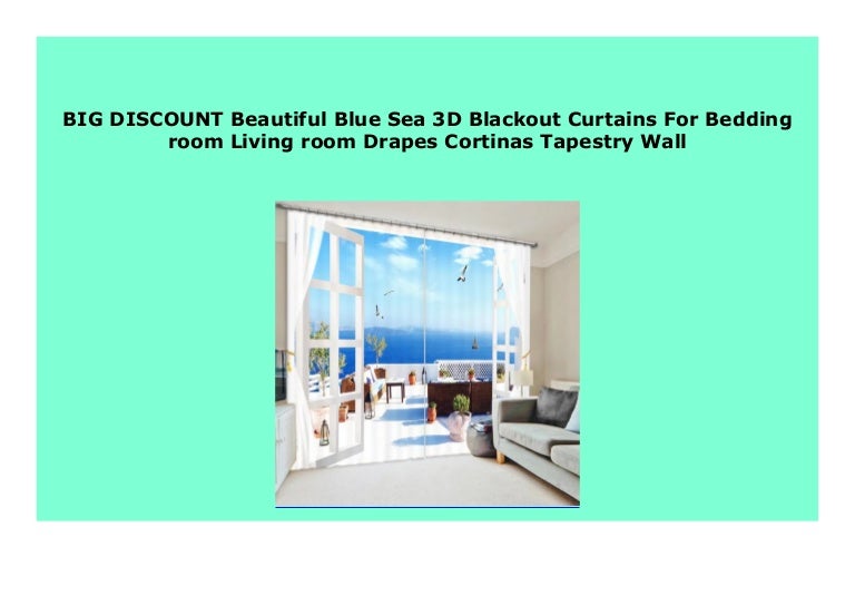 Hot Sale Beautiful Blue Sea 3d Blackout Curtains For Bedding Room Li