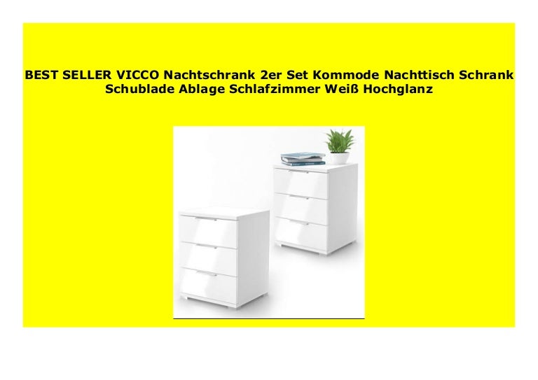 VICCO Nachtschrank 2er Set Kommode Nachttisch Schrank Schublade Ablage Schlafzimmer Wei/ß