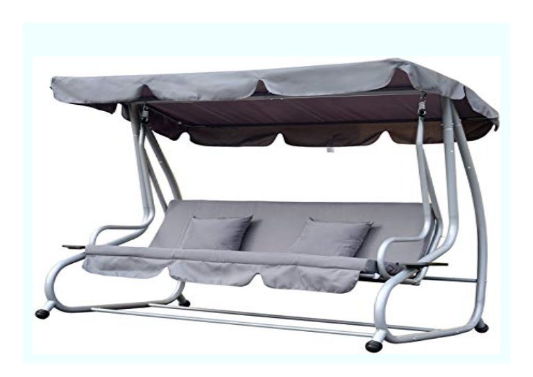 New Outsunny Hollywoodschaukel Gartenschaukel 3 Sitzer Liegefunktion