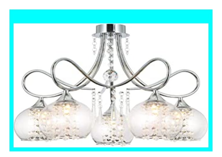 New Charmante Kristall Kronleuchter Deckenlampe 5 Flammiger Glas Kuge