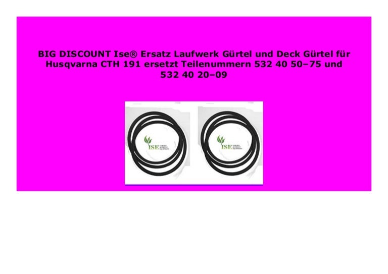 SELL Ise Ersatz Laufwerk G rtel und Deck G rtel f r Husqvarna CTH 19…