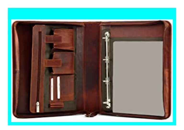 FEYNST Leder Ringbuchmappe Konferenzmappe Schreibmappe Organizer Aktenmappe A4 Dokumentenmappe Portfoliomappe Schwarz