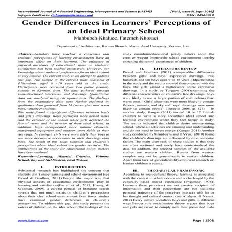 Gender Differences in Learners’ Perceptions of an Ideal Primary School 