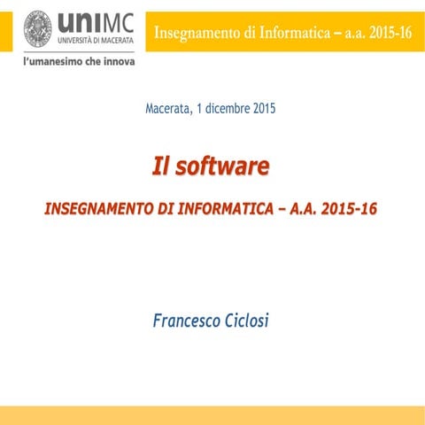 MODULO 16 –> Il software