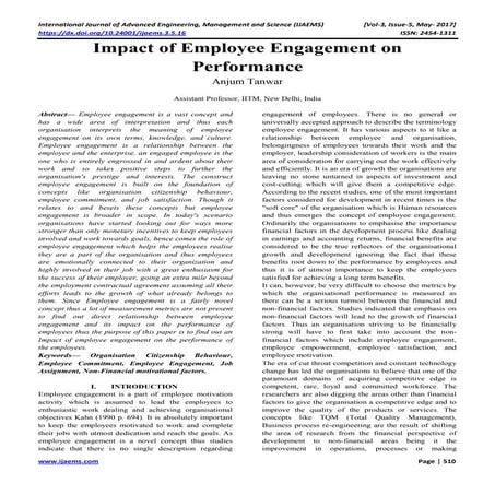 Impact of Employee Engagement on Performance