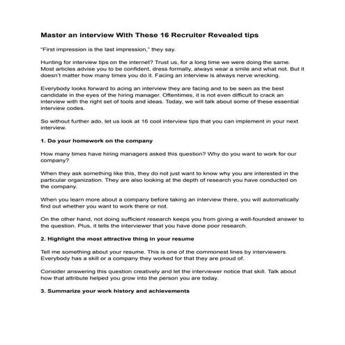 16 interview tips