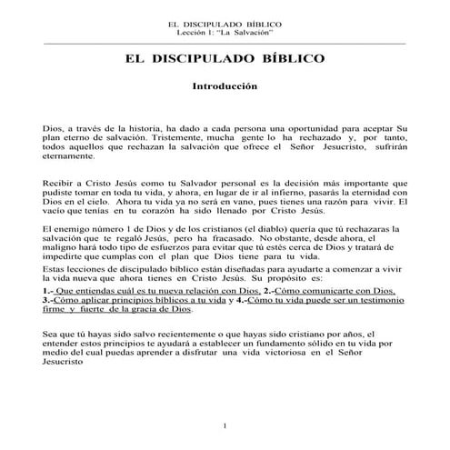 16 lecciones del discipulado biblico