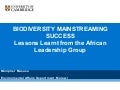 Biodiversity mainstreaming success: lessons learnt from the African leadership group