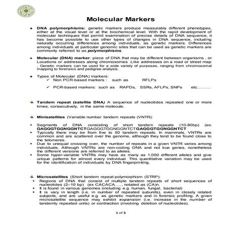 Molecular markers