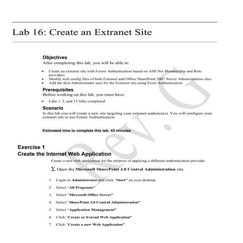 ( 16 ) Office 2007   Create An Extranet Site With Forms Authentication