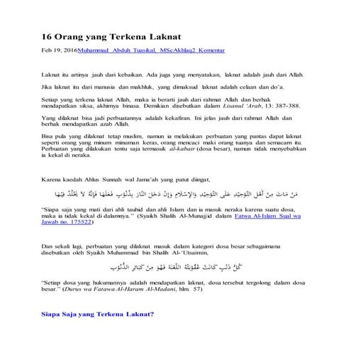 16 orang yang terkena laknat