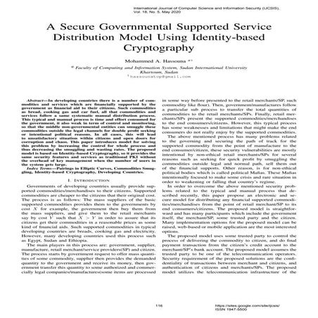  A Secure Governmental Supported Service Distribution Model Using Identity-based Cryptography