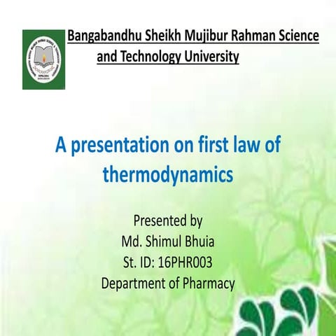 First law of thermodynamics