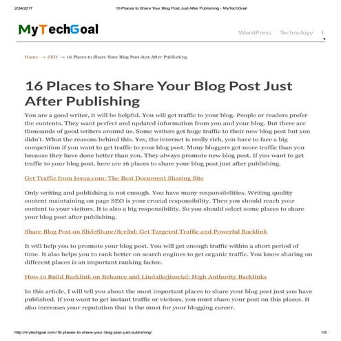 16 places to share your blog post just after publishing