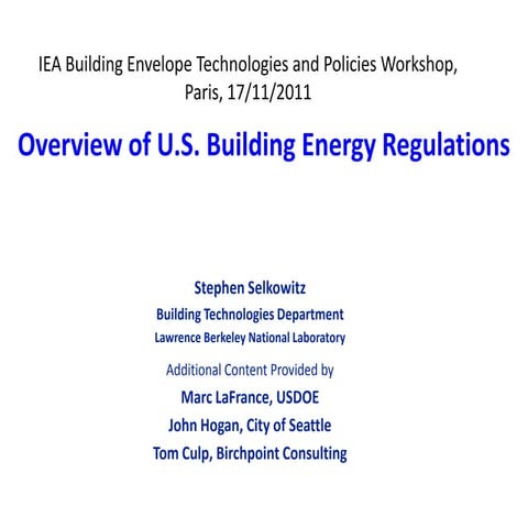 Overview of U.S. Building Energy Regulations