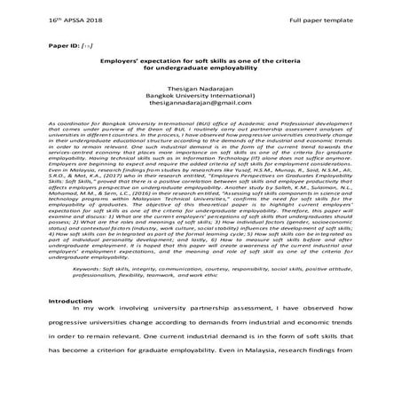 A Study on Identification of the Employability Skills Level among Arts ...