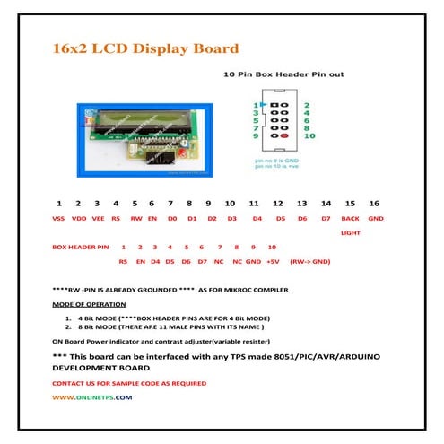 16x2 lcd display board | PDF